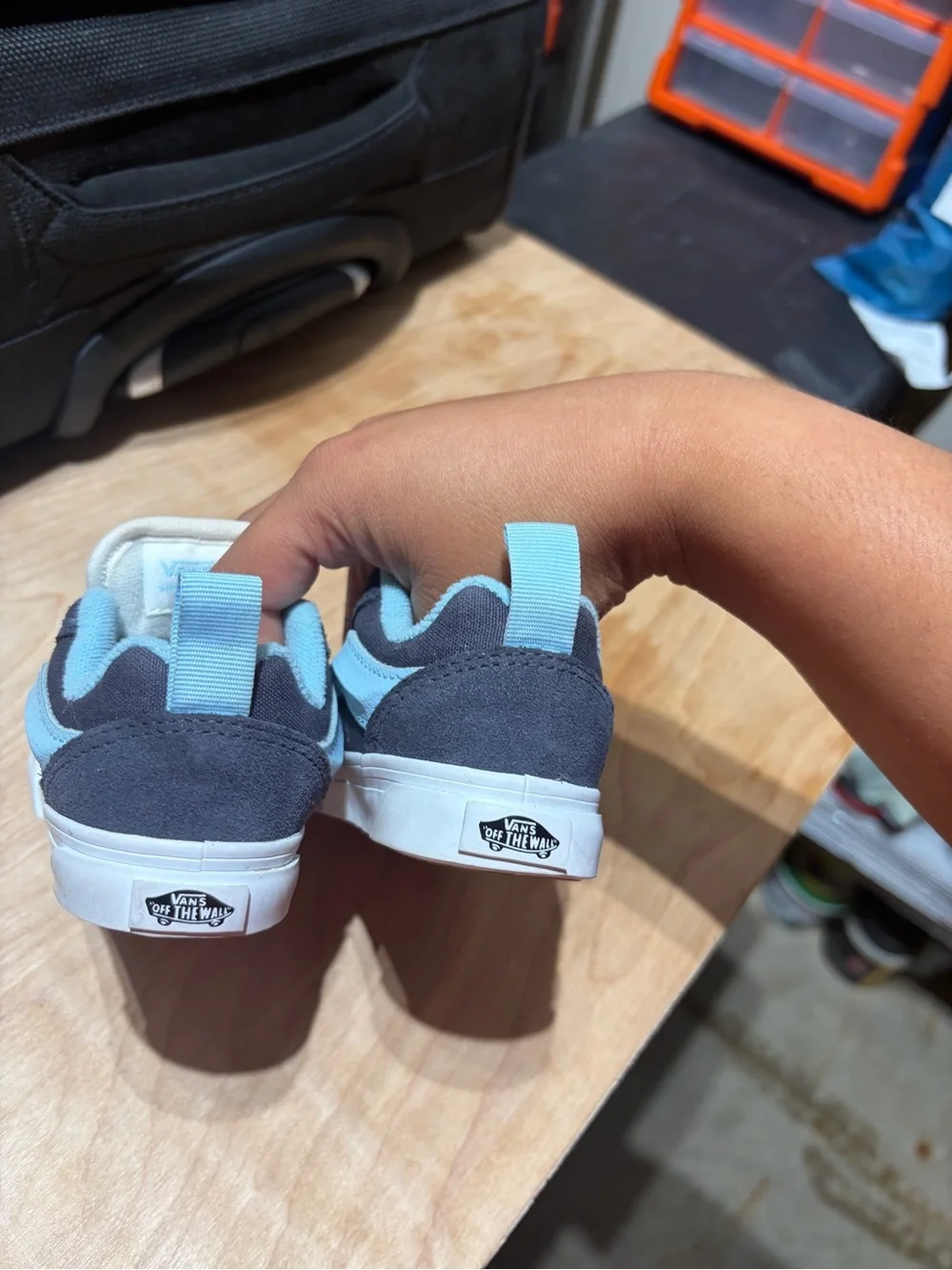 Vans Kids Black and Light Blue Suede Skate Sneakers